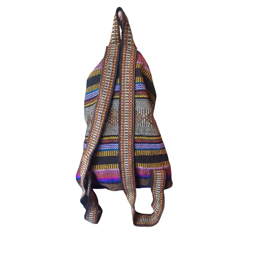 Bohemian Pinzon‎ Woven Drawstring Backpack Multi Color Stripes Triba DO NOT BUY